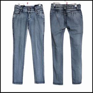 Stretchy Bodycon Jeans Faded Rhinestone Slimming Bootcut Distressed 11 12